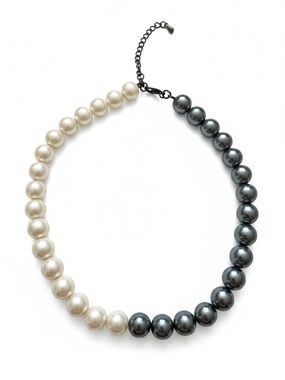 Lia Sophia Two-Tone Pearl-Style Necklace in Cream & Gunmetal